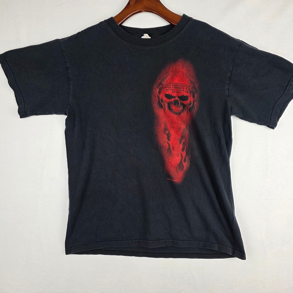 Vintage Biketoberfest 2008 Daytona Beach Skull T-Shirt Mens Black Anvil S/M